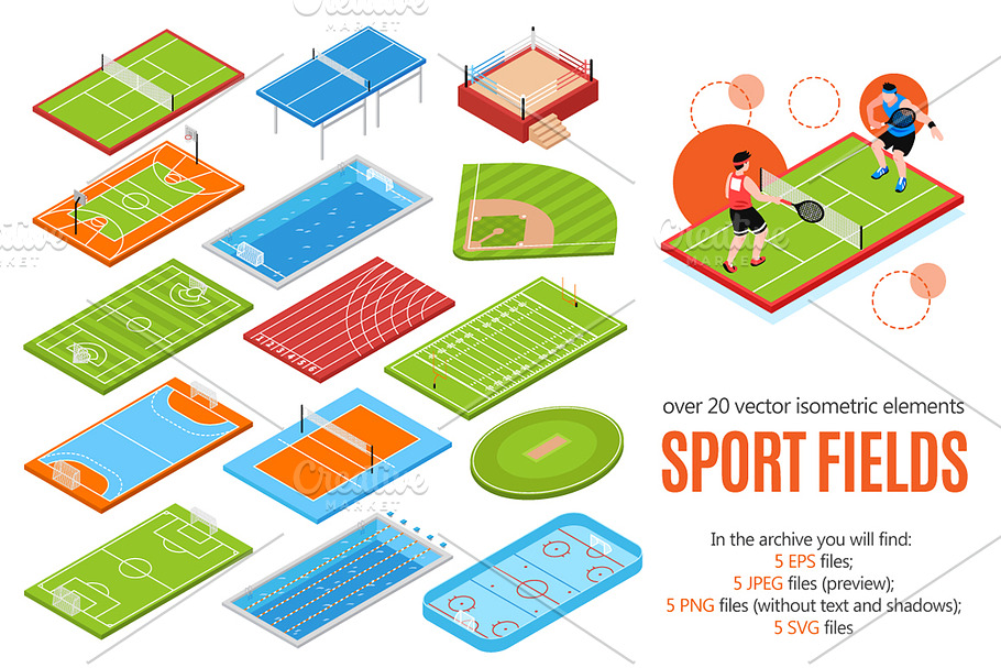 Sport Fields Isometric in Illustrations - product preview 8