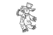 Scarecrow sketch engraving vector