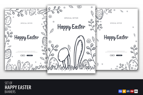 Happy Easter Sketches banners