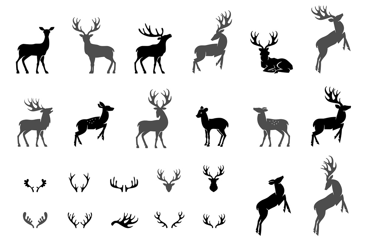 deer silhouettes on the white backgr in Illustrations - product preview 8