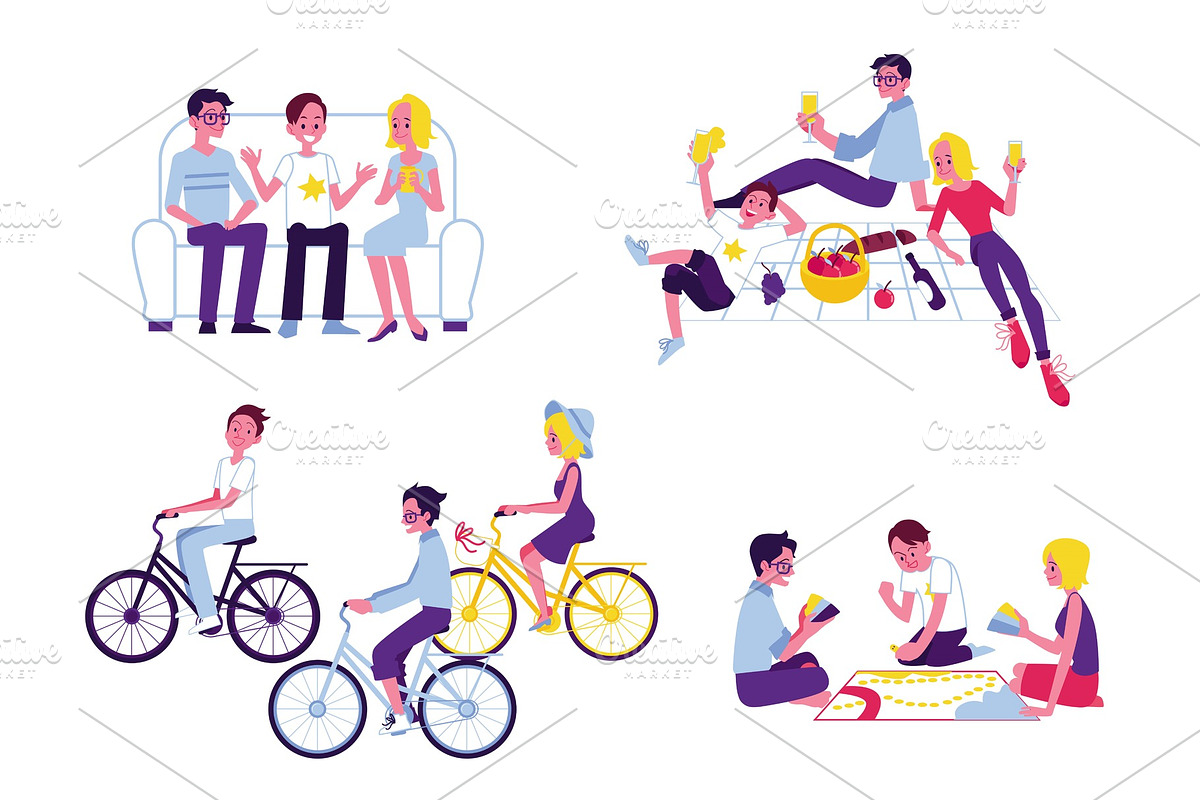 Vector flat characters having fun in Illustrations - product preview 8