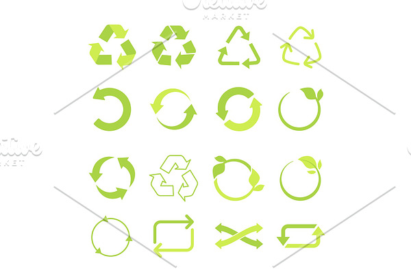 Recycled eco vector icon set, cycle