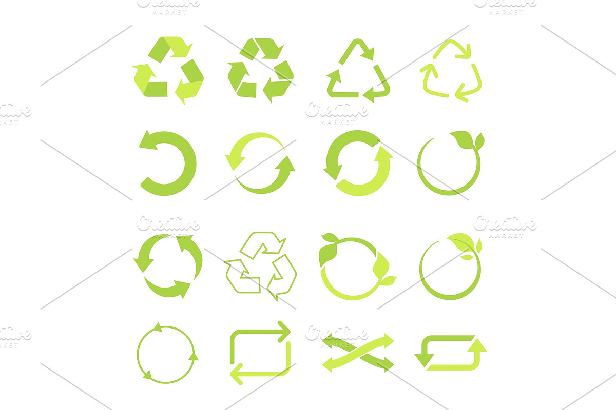 Recycled eco vector icon set, cycle in Objects - product preview 8