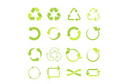 Recycled eco vector icon set, cycle