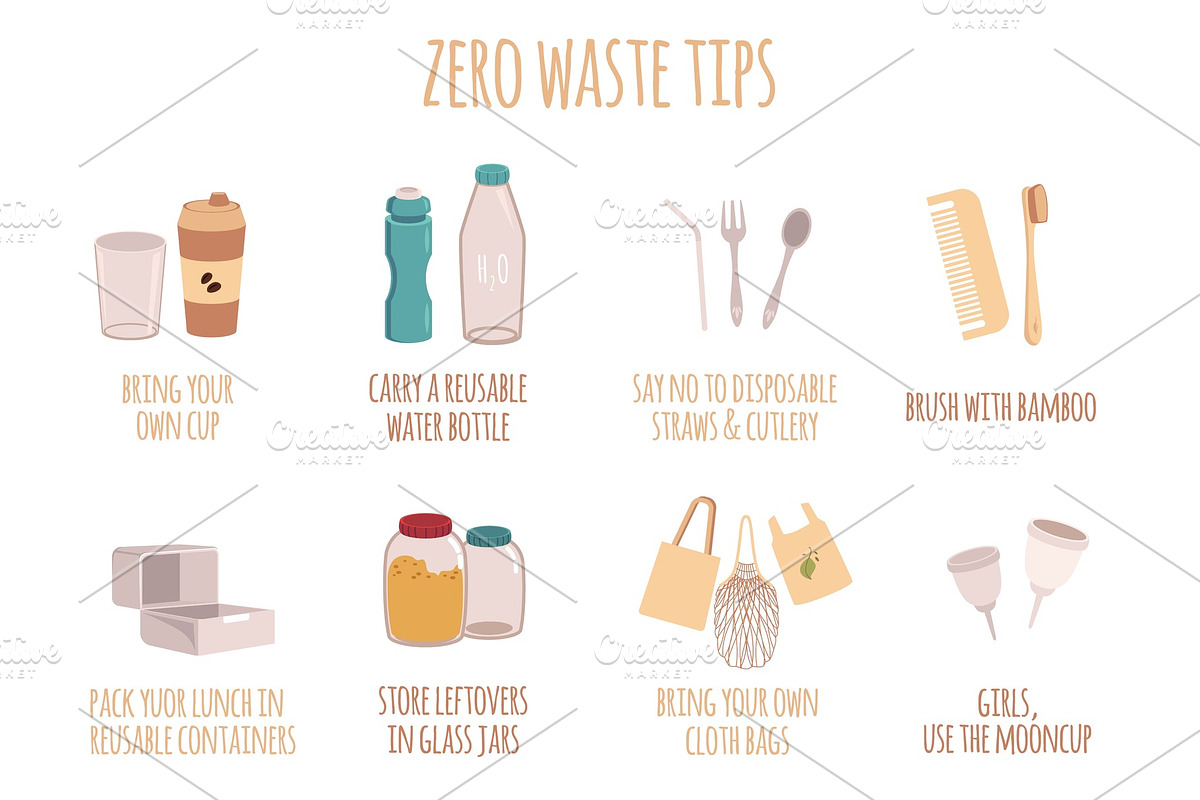 Zero waste tips for eco life with in Illustrations - product preview 8