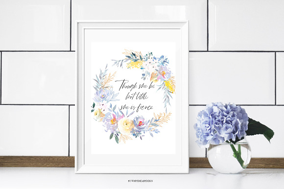 Sky Blue & Gold Floral Clip Art  Set in Illustrations - product preview 5