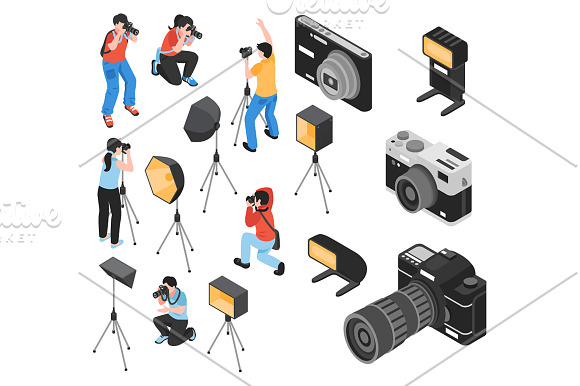 Photographer Isometric Set in Illustrations - product preview 1
