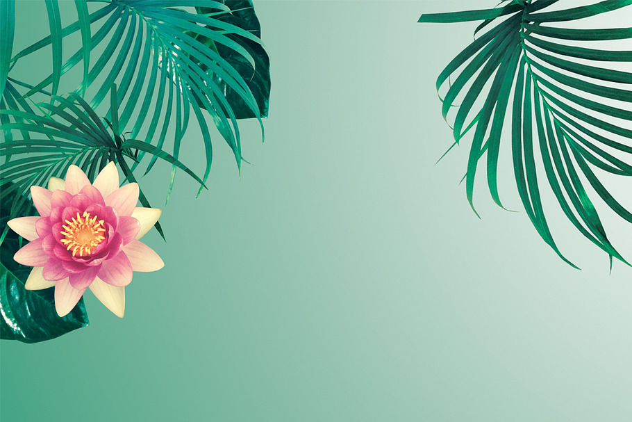 Tropical leaves and water lily in Textures - product preview 8