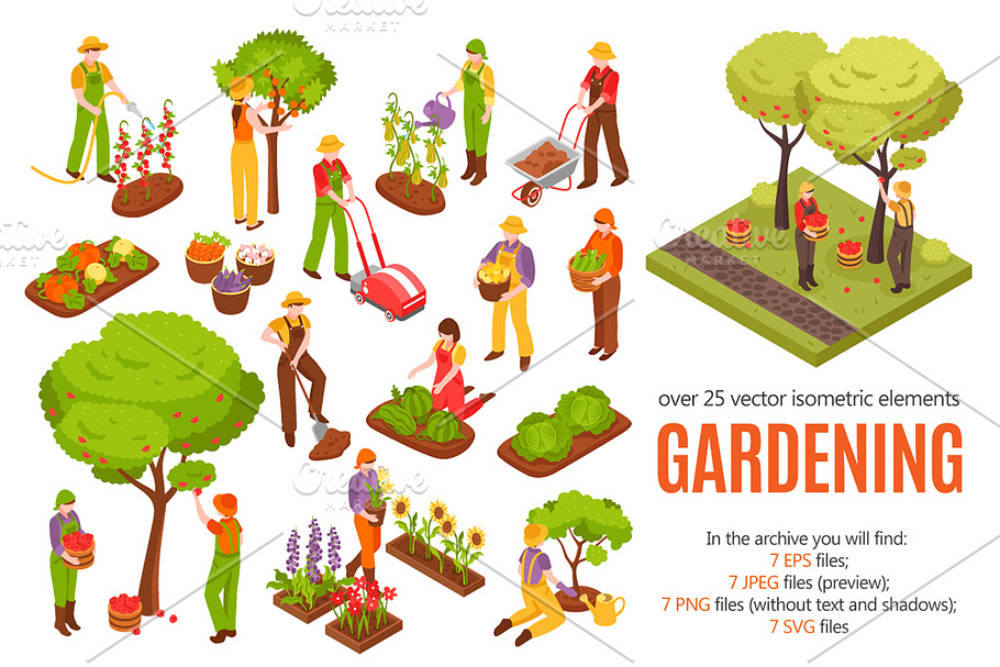 Gardening Isometric Set in Illustrations - product preview 8