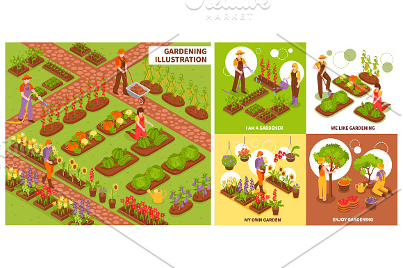 Gardening Isometric Set in Illustrations - product preview 1