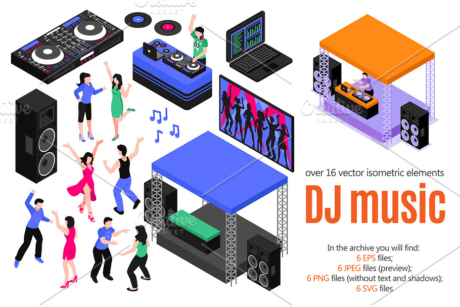 DJ Music Isometric Set in Illustrations - product preview 8