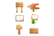 Wooden signs, signboard vector icons