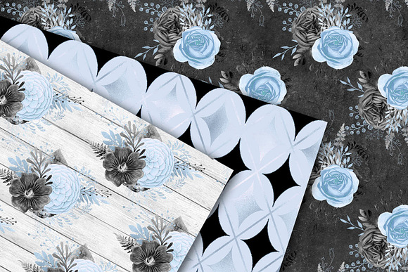 Blue and Charcoal Floral Patterns in Patterns - product preview 1