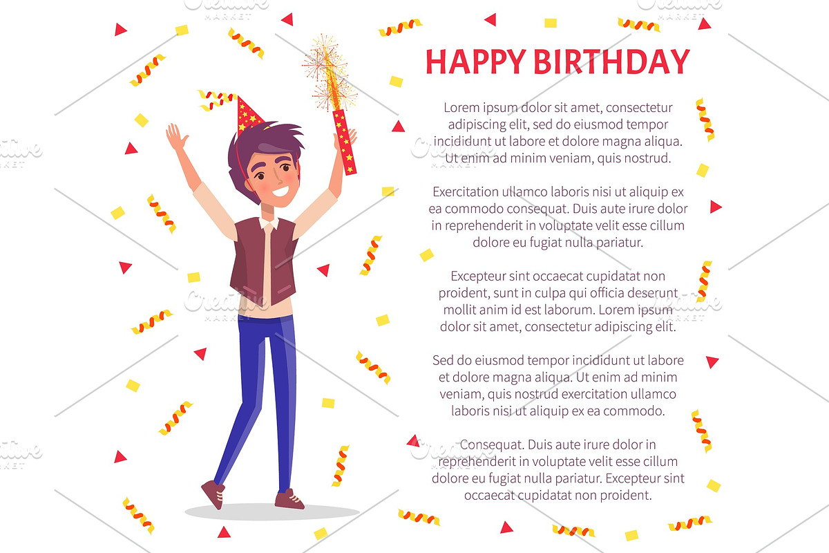 Happy Birthday Invitation Card, Man in Illustrations - product preview 8