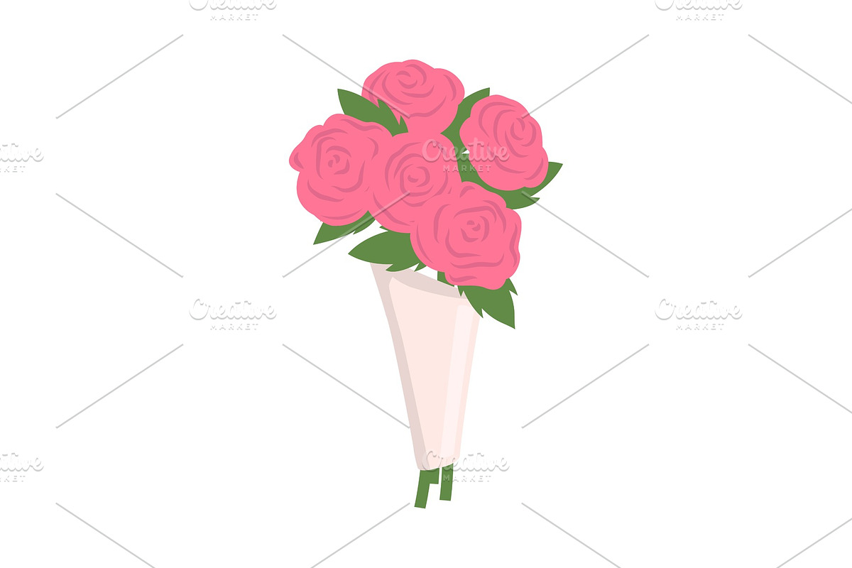 Pink Roses in Wrapping, Flowers in Illustrations - product preview 8