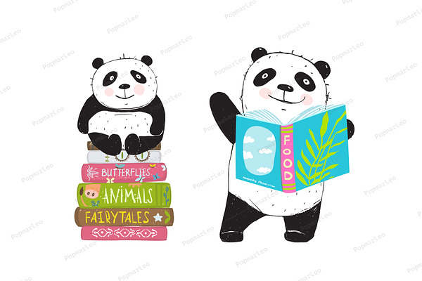 Panda Bear Reading Books