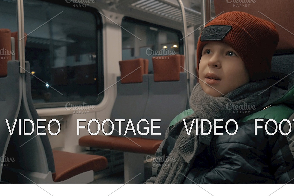 Boy riding on a commuter train in Graphics - product preview 8