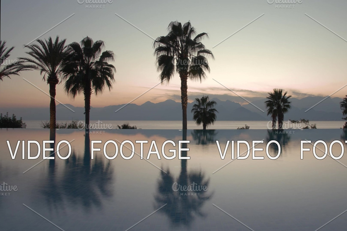 Timelapse of evening on resort. Pool in Graphics - product preview 8