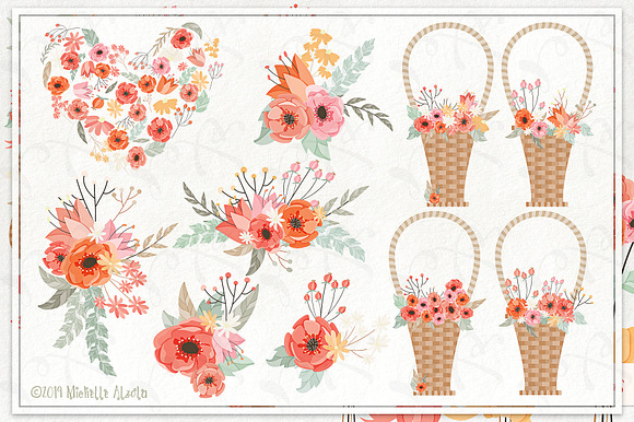Spring Love 01 Peach & Mint Vector in Illustrations - product preview 1