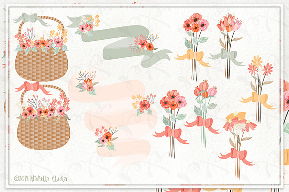 Spring Love 01 Peach & Mint Vector in Illustrations - product preview 2