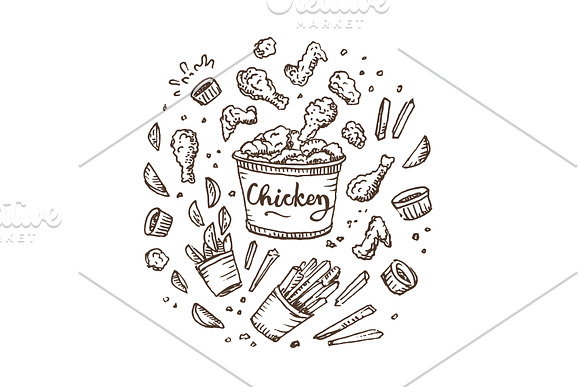 Hand drawn Fast food design in Illustrations - product preview 2