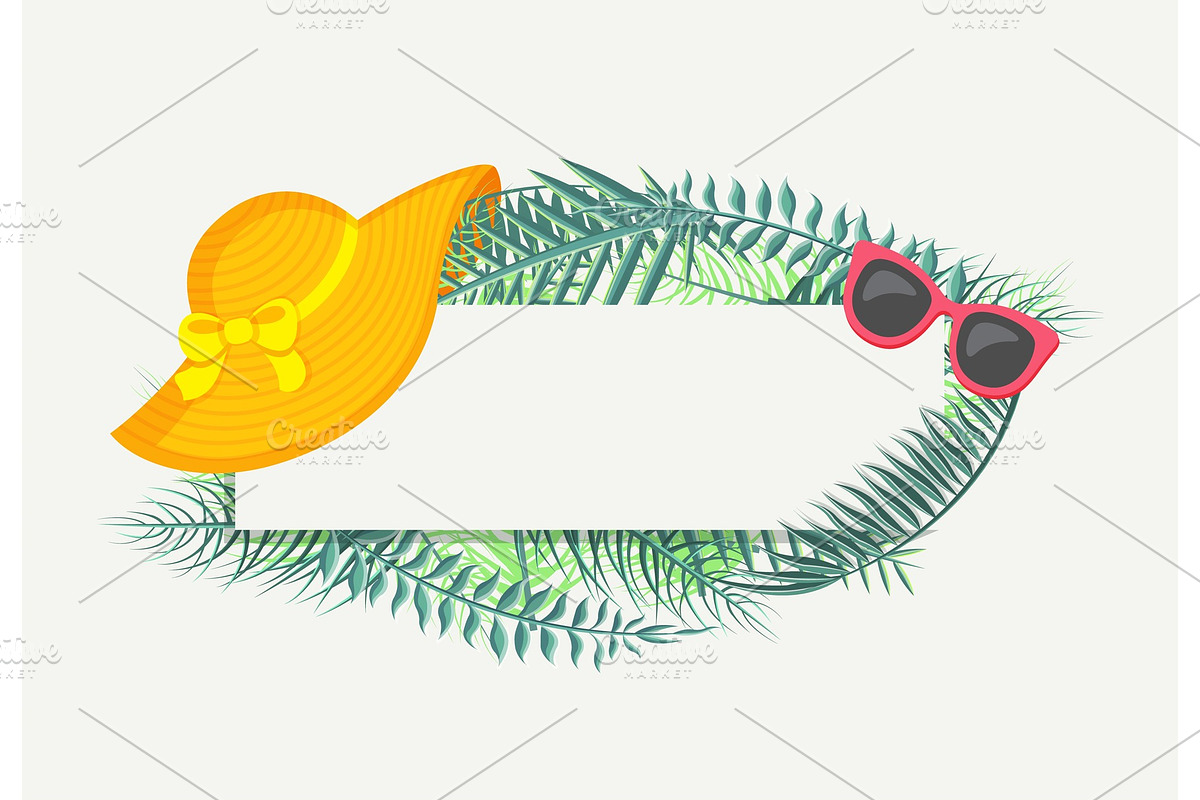 Banner with Green Tropical Leaves in Illustrations - product preview 8