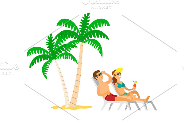 People Sunbathing near Palm Tree
