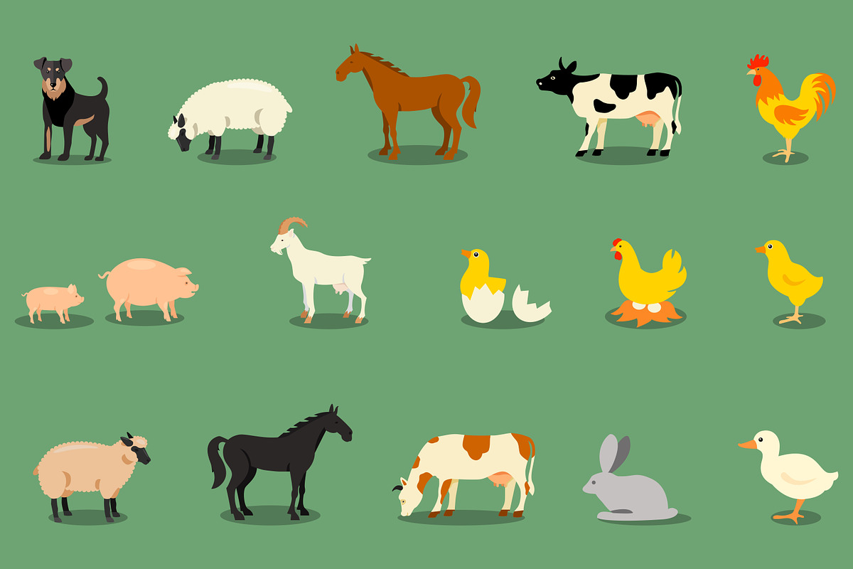 Farm animals flat icons in Animal Icons - product preview 8
