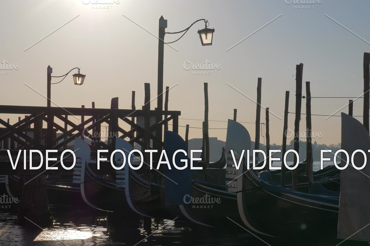 Scene of Venice dock with gondolas in Graphics - product preview 8