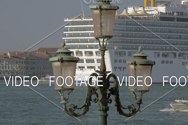 Cruise ship sailing through Venice