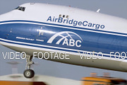 Cargo Boeing 747 taking off, view at