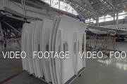 In repair hangar of Aeroflot. View