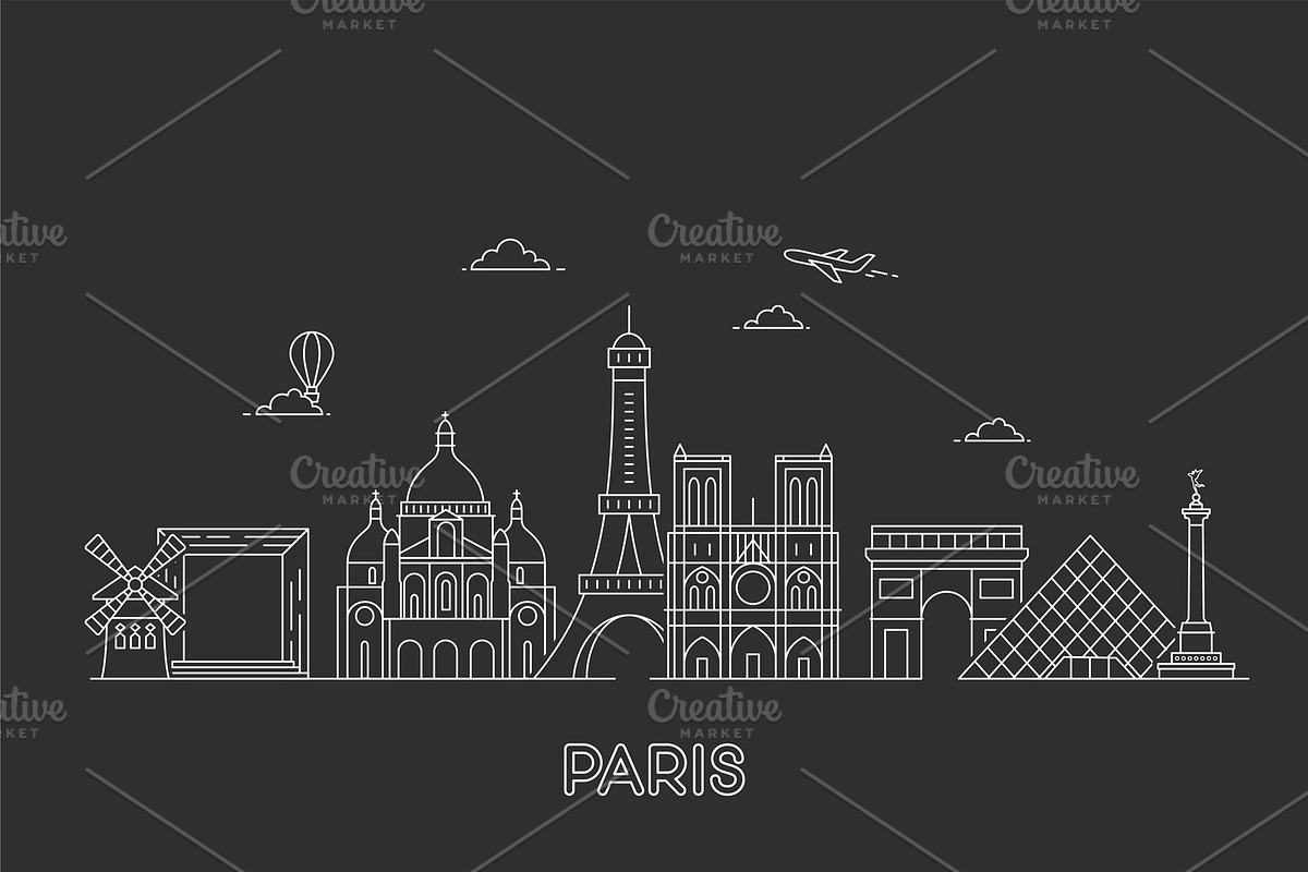 Paris skyline in Illustrations - product preview 8