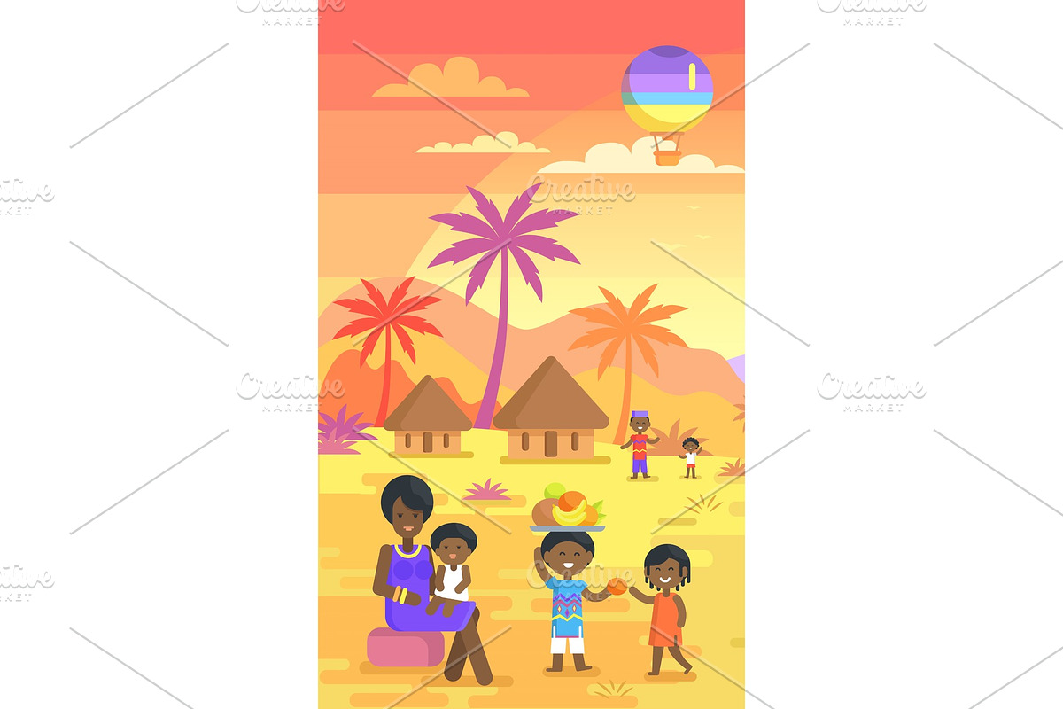 African Family Spending Time in Illustrations - product preview 8