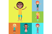 Happy Kids on Colorful Backgrounds
