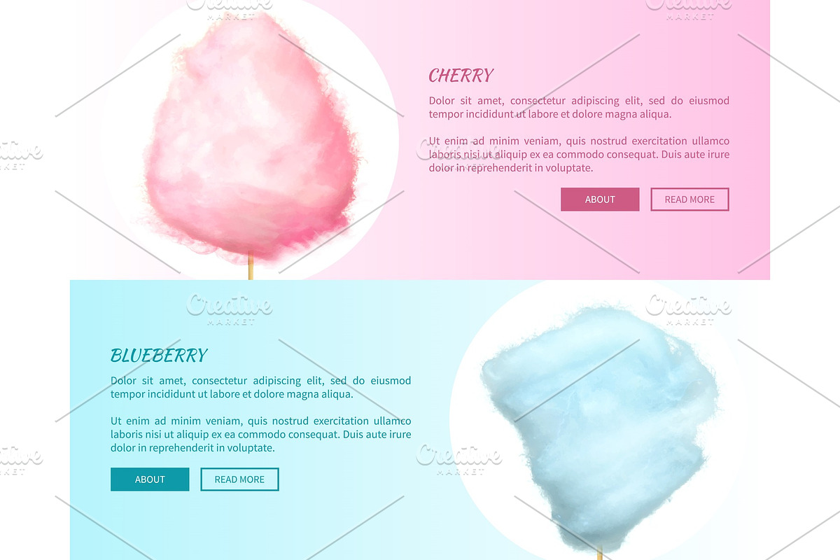 Cherry and Blueberry Cotton Candies in Illustrations - product preview 8