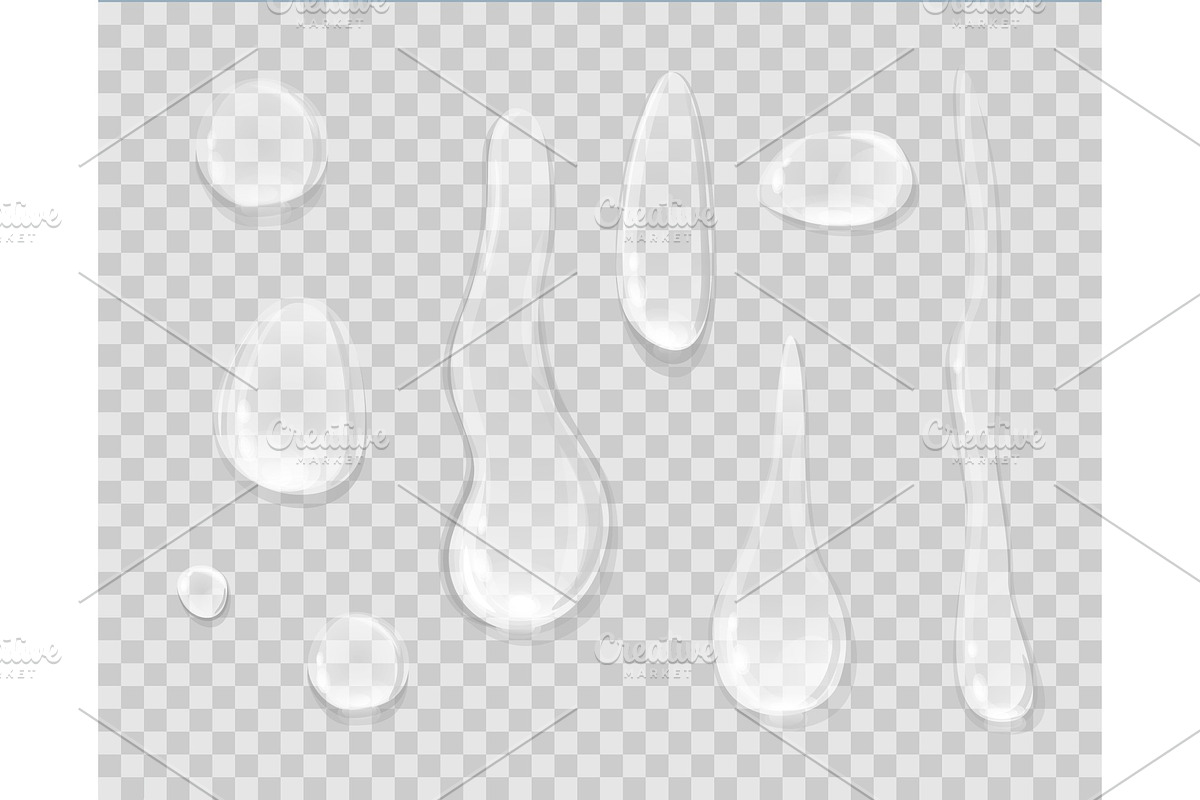 Rain Drops Isolated on Transparent in Illustrations - product preview 8