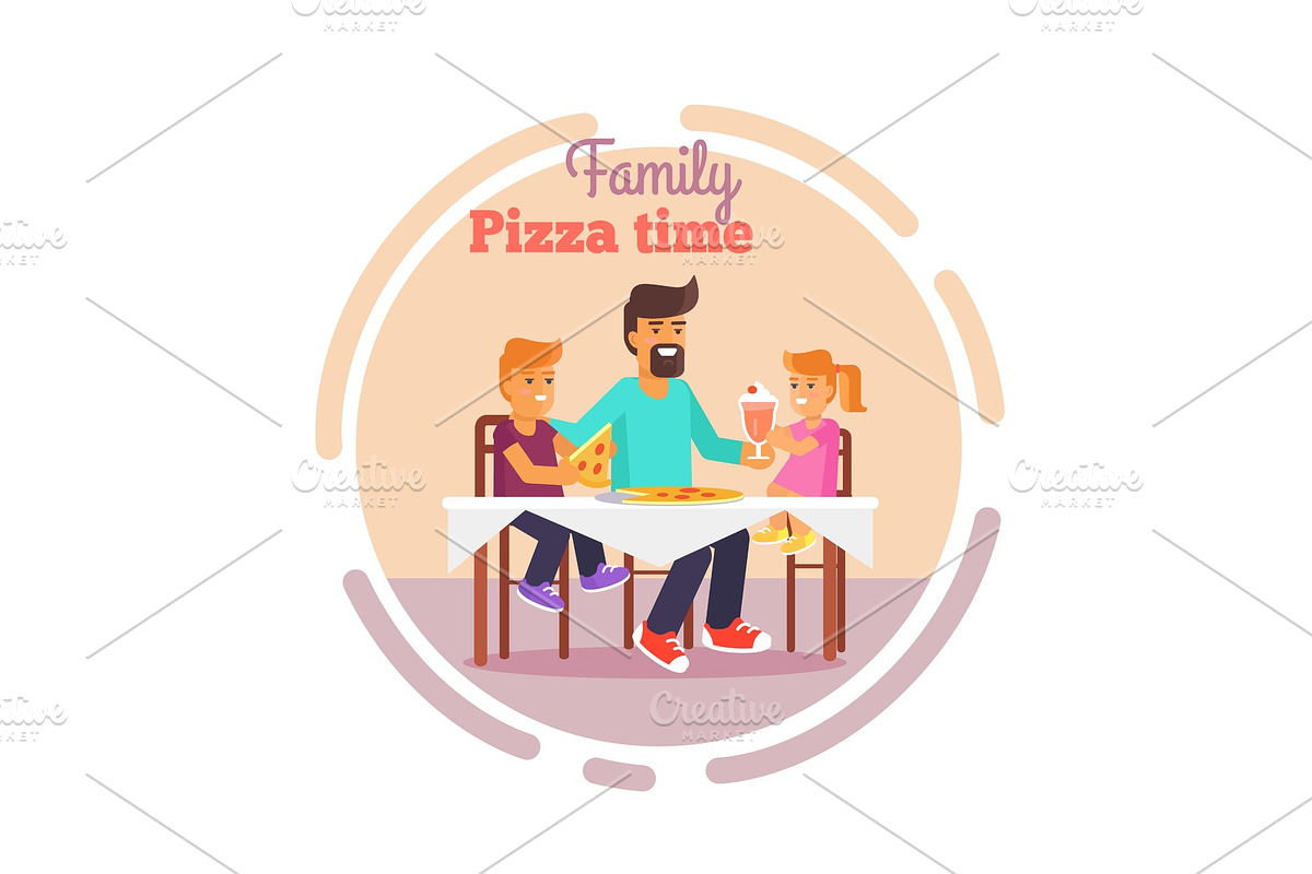 Family Pizza Vector Illustration in in Illustrations - product preview 8