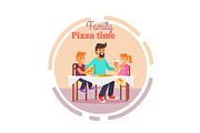 Family Pizza Vector Illustration in