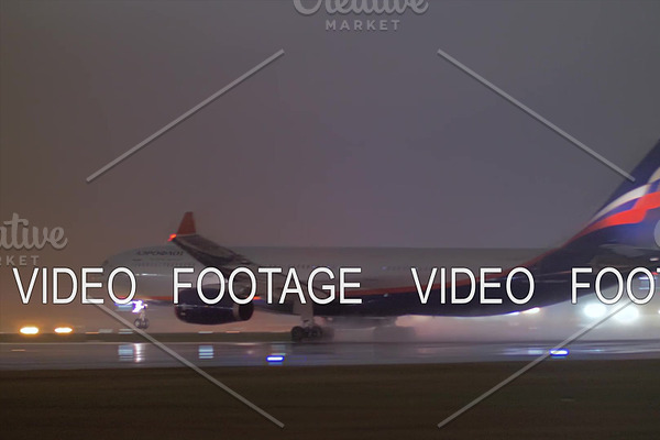 Night flight of Aeroflot airplane