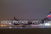 Night flight of Aeroflot airplane