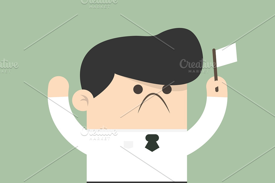 Businessman holds white flag in Illustrations - product preview 8