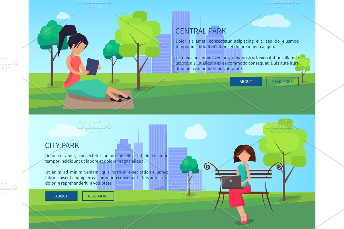 Central City Park Banners with in Illustrations - product preview 8