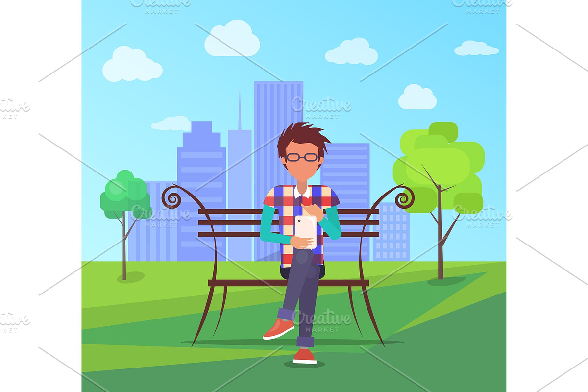 Spending Time in Park Vector Banner in Illustrations - product preview 8