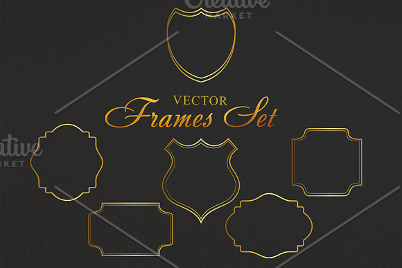 Vintage frames for monograms gold in Illustrations - product preview 5