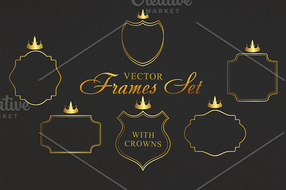 Vintage frames for monograms gold in Illustrations - product preview 6