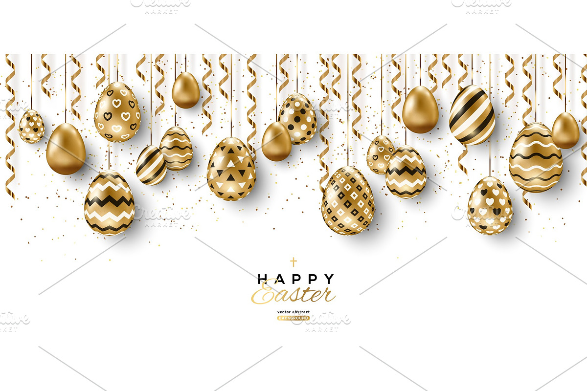 Easter eggs and gold streamers in Illustrations - product preview 8