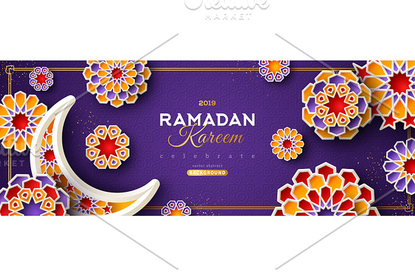 Ramadan Kareem Violet Banner