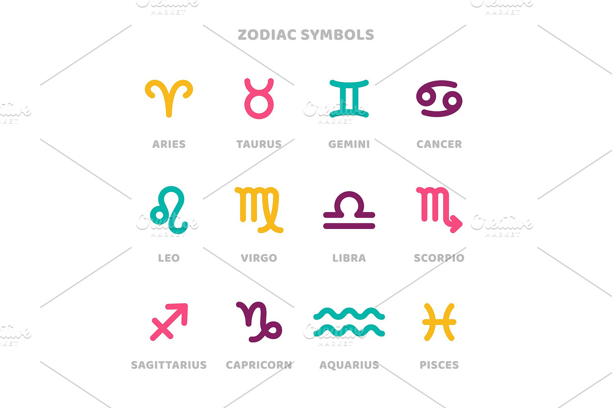 Zodiac symbols illustrations set in Icons - product preview 8