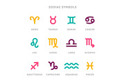 Zodiac symbols illustrations set